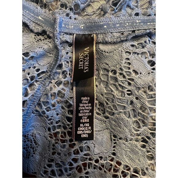 Victoria's Secret Blue Lace Off the Shoulder Short Sleeve Bodysuit XL club sexy - Picture 3 of 5